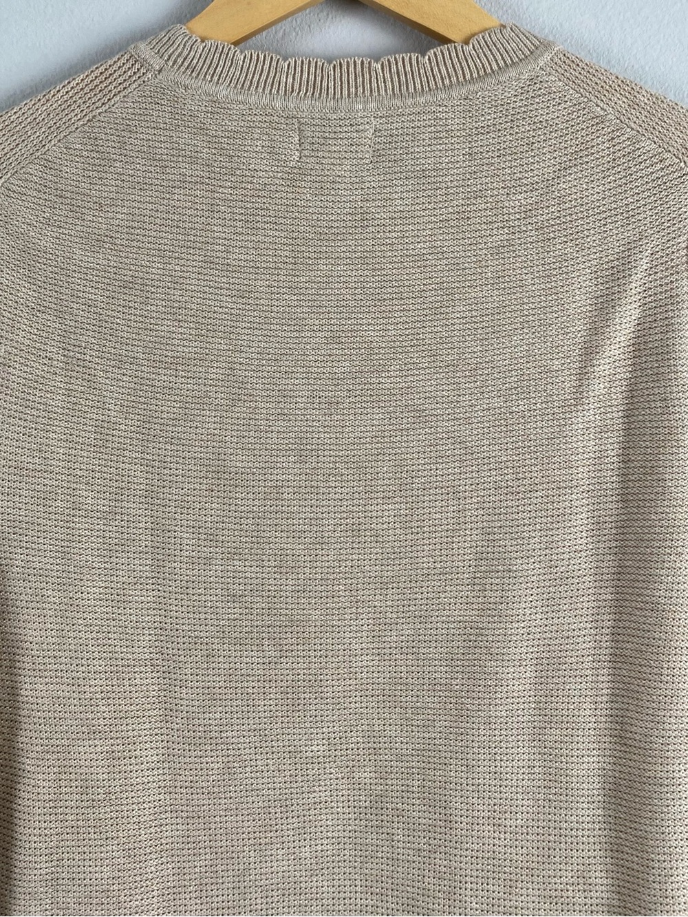 J. Crew Factory Scalloped Long Sleeve Crewneck Sweater | Heather Sandalwood - Picture 5 of 16